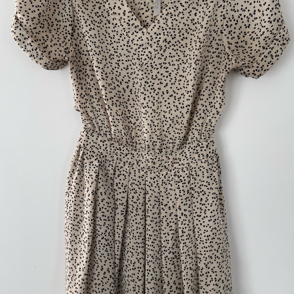 Elegant Beige Polka Dot Dress